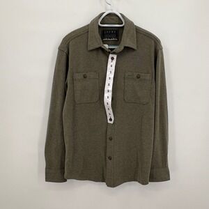 Jachs New York Mens Small Olive Green Knit Long Sleeve Button Down Shirt‎
